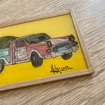 Peinture sous verre Mutu jaune faite main - Casa Nomade