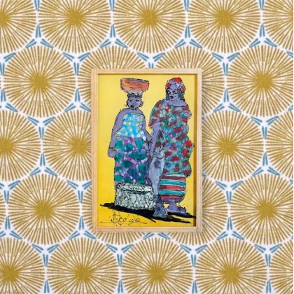 Peinture sous verre Jabar jaune faite main - Casa Nomade