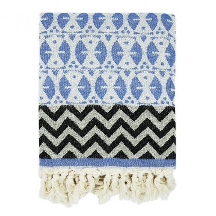 Fouta Peshtemal Adinkra bleu jean - Casa Nomade