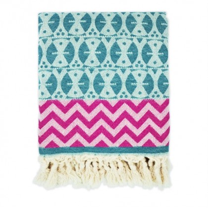 Fouta Peshtemal Adinkra turquoise - Casa Nomade