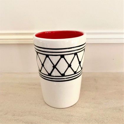 Mug sans anse en faïence faite main rouge