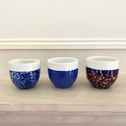Tasse à café en faïence faite main (bleue) - Casa Nomade