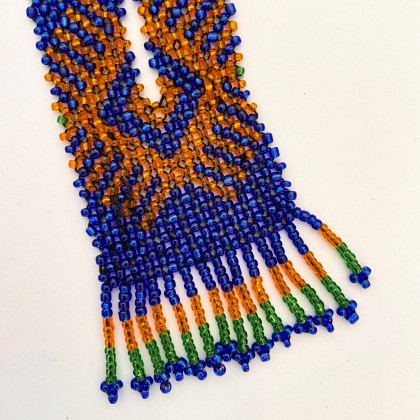 Collier zoulou Azure en perles de verre tissé main - Casa Nomade