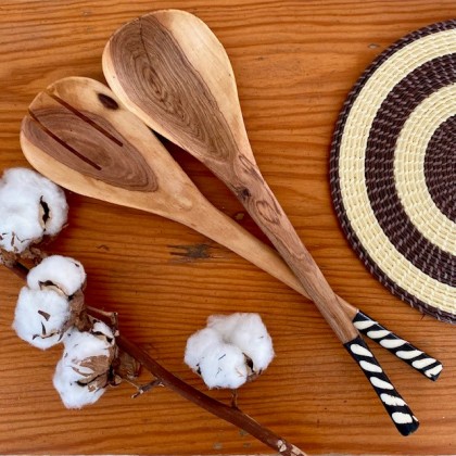 Set de couverts à salade bois et os fait main - Casa Nomade