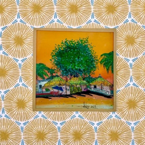 Peinture sous verre Keur faite main - Casa Nomade Peinture sous verre Keur faite main - Casa Nomade