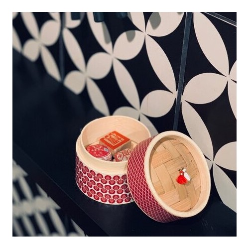 Panier en bambou 8 cm rouge avec thé pu’er Panier en bambou 8 cm rouge avec thé pu’er