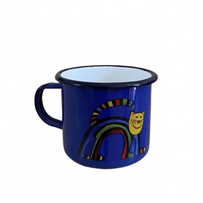 Tasse bleue en émail motif...