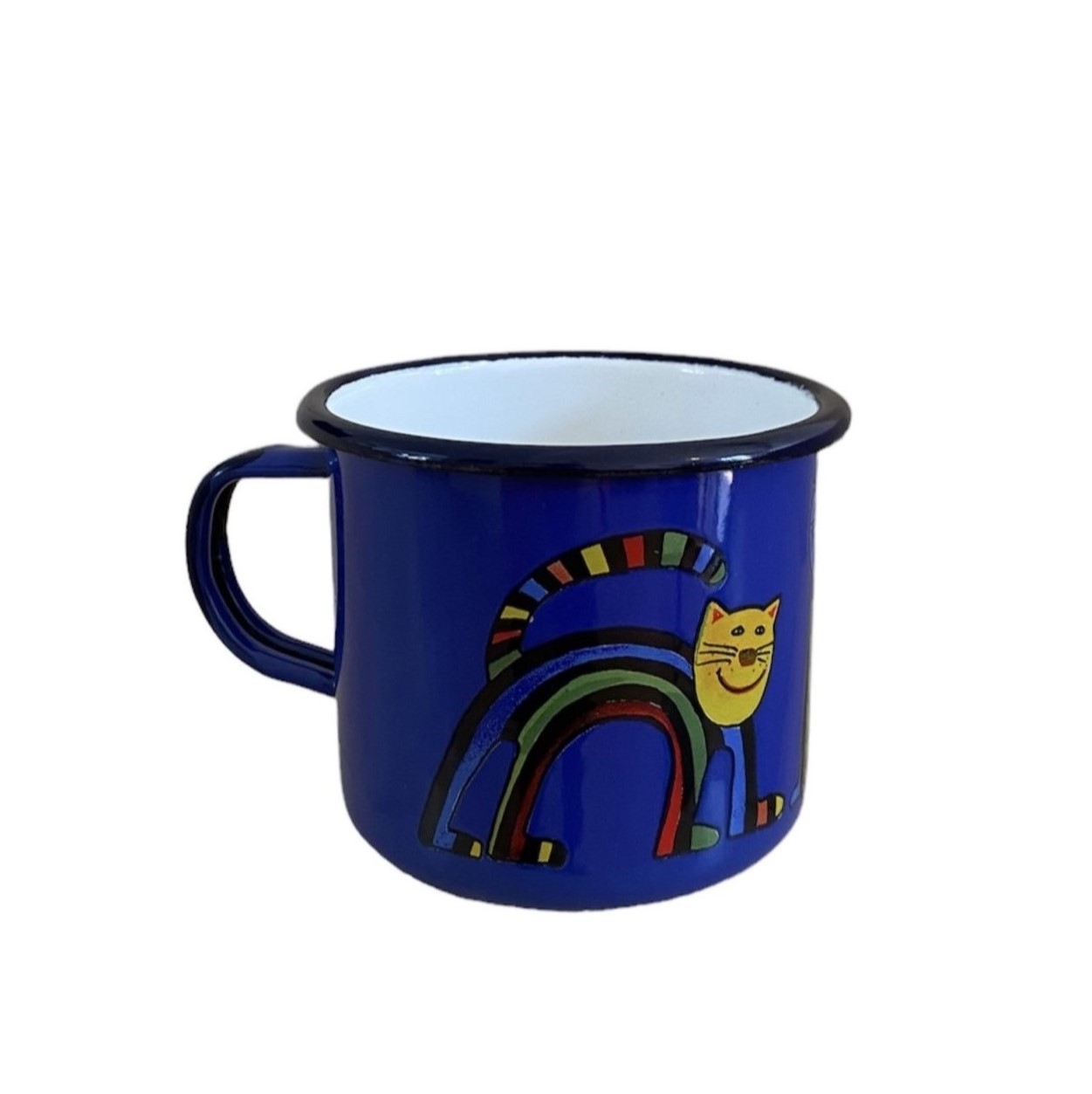 2 Tasses Smaltum Vintage En Métal émaillé - Design Animalier Enfantin Rouge Et Orange