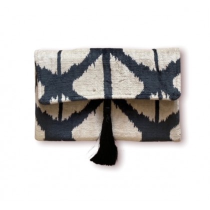 Pochette ikat Zebra en velours de soie - Casa Nomade