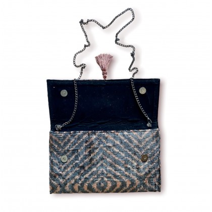 Pochette ikat Kashtan en velours de soie fait main - Casa Nomade