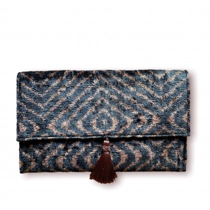 Pochette ikat Kashtan en velours de soie fait main - Casa Nomade