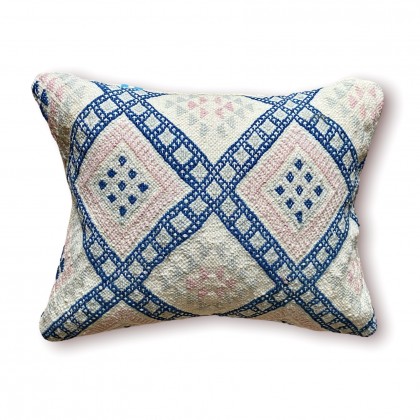 Housse de coussin margoum en laine fait main motif losange - Casa Nomade