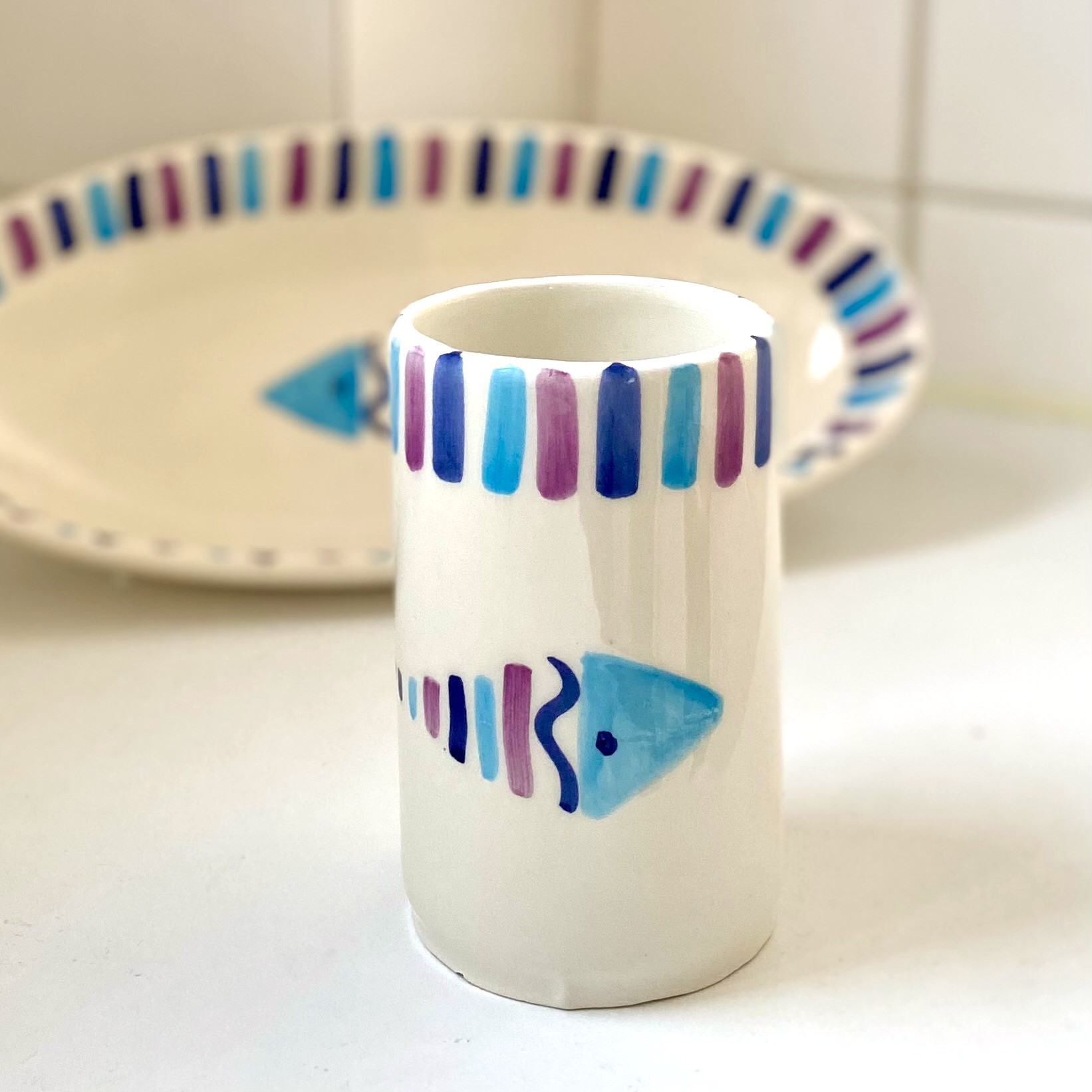 Lot de 3 verres céramique du Maroc motif à pois