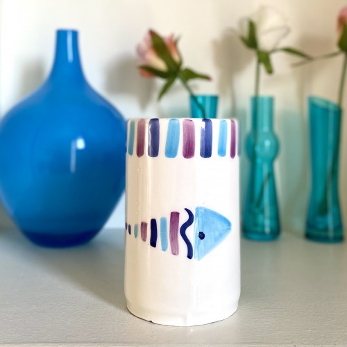 Verre en céramique fait main motif poisson - Casa Nomade