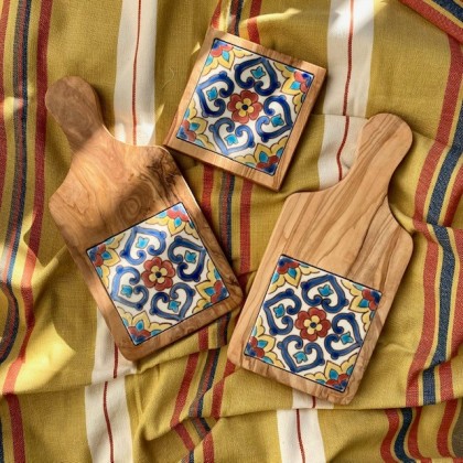 Planche en bois d’olivier et faïence - Casa Nomade