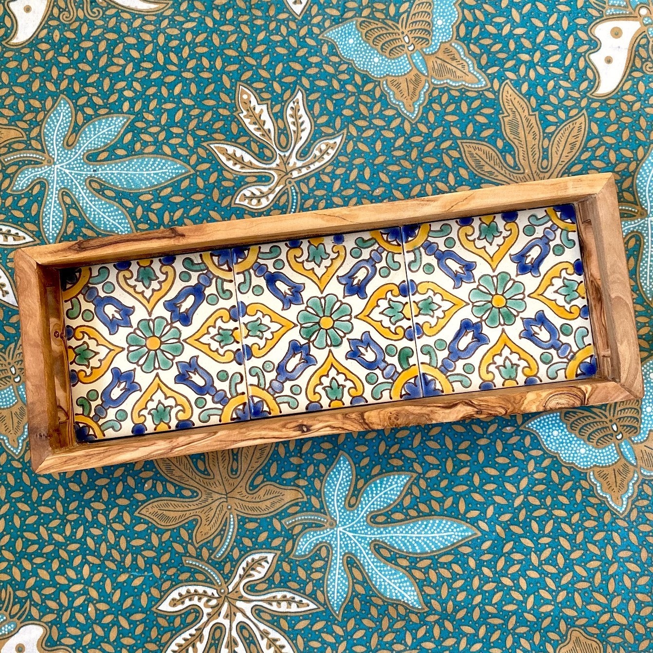 Plateau bois et carreaux porcelaine