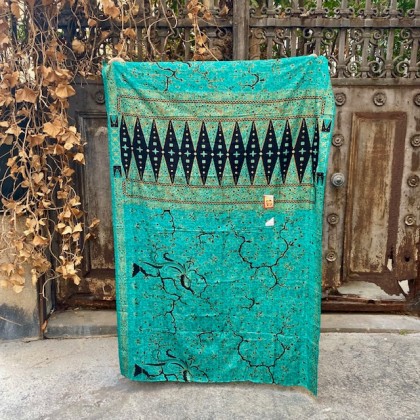 Sarong traditionnel batik Mérak vert en coton - Casa Nomade