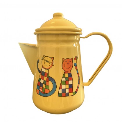 Cafetière jaune en émail...