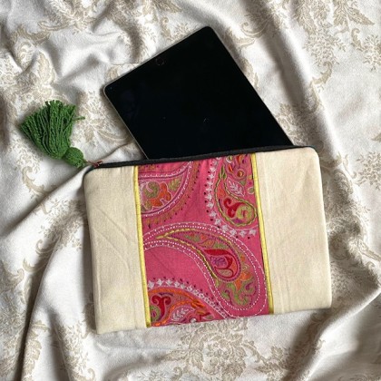 Grande pochette zippée en coton Iris - Casa Nomade