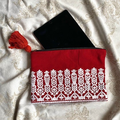 Grande pochette zippée en coton brodé Goa - Casa Nomade