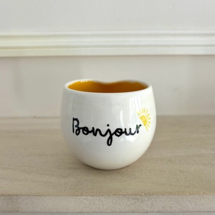 Tasse en faïence Bonjour faite main - Casa Nomade