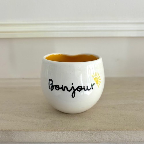 Tasse Bonjour en faïence faite main - Casa Nomade