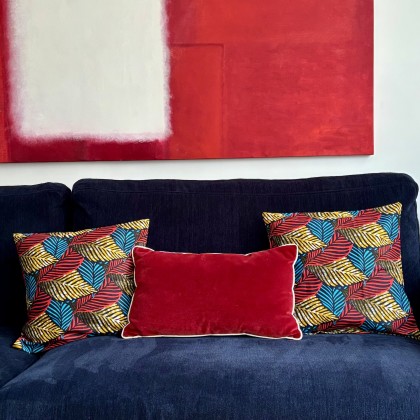 Housse de coussin feuilles en wax - Casa Nomade