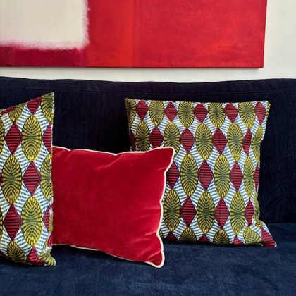 Housse de coussin motifs géométriques en wax - Casa Nomade