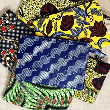 Pochette zippée en wax Wade - Casa Nomade