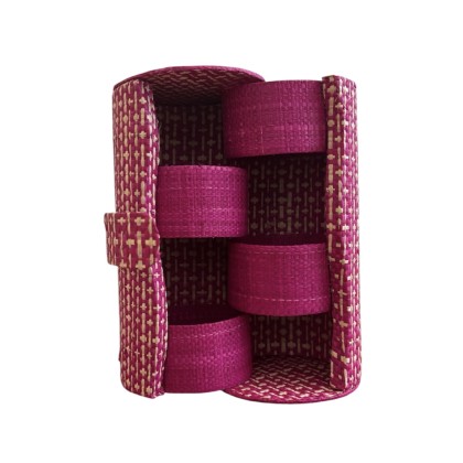 Boite rose en raphia tissé - Casa Nomade