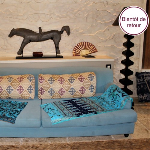 Sarong en coton traditionnel batik turquoise - Casa Nomade Sarong en coton traditionnel batik turquoise - Casa Nomade