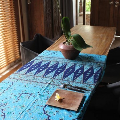 Sarong en coton traditionnel batik turquoise - Casa Nomade